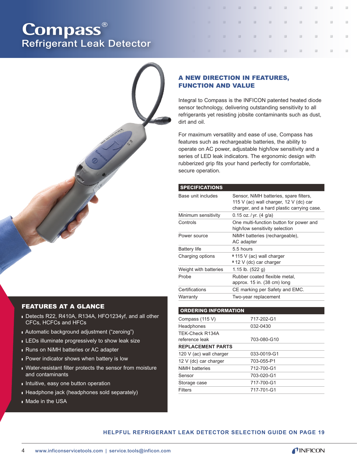 Inficon 717-202-G1 Compass Refrigerant Leak Detector