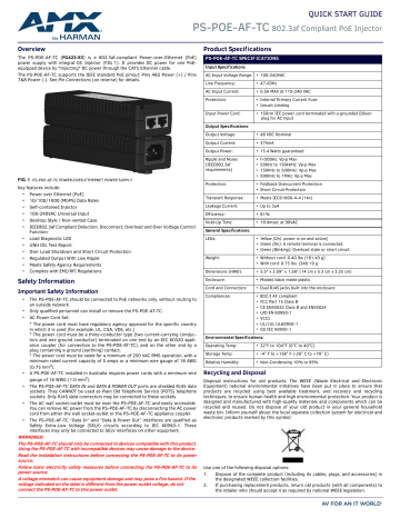 AMX PS-POE-AF-TC power supplies Quick Start Guide | Manualzz