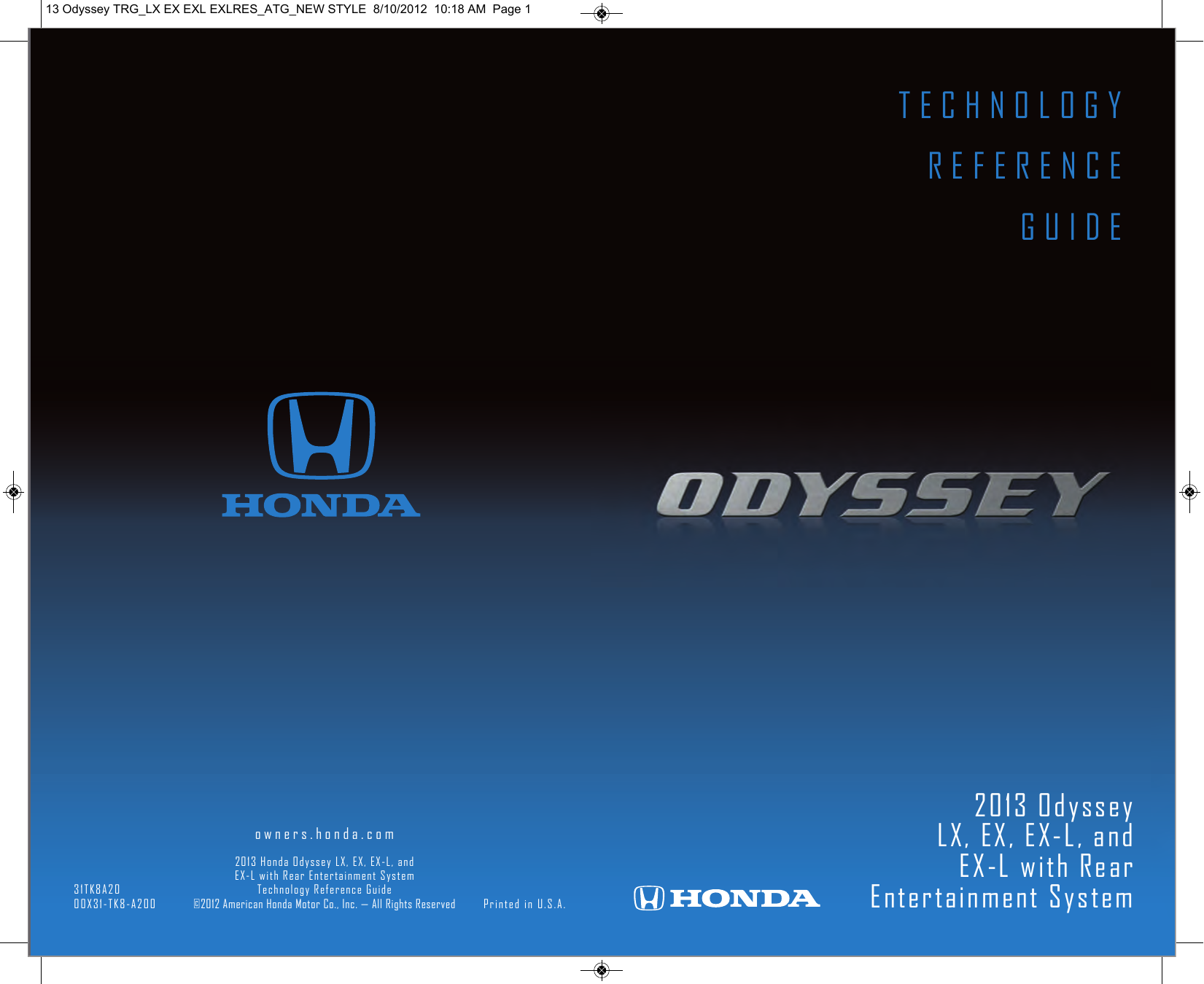 Honda Odyssey 2013 Quick Start Guide 