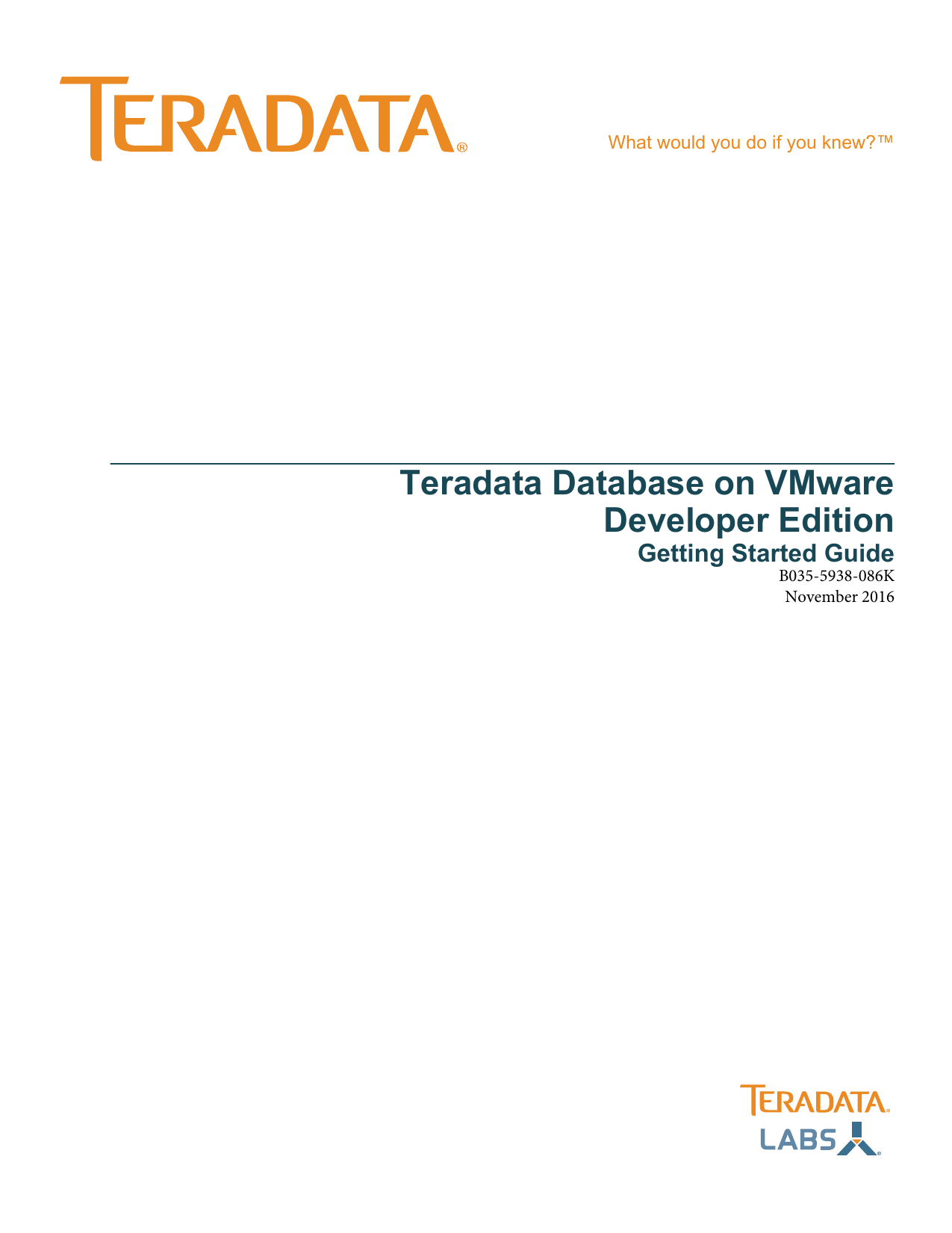 Teradata® Database On Vmware Developer Tier: Getting Started