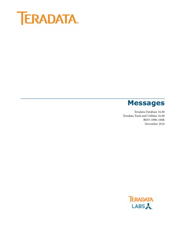 Messages Teradata Documentation Manualzz