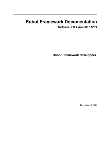 Robot Framework Documentation Manualzz Robot Framework Documentation Manualzz