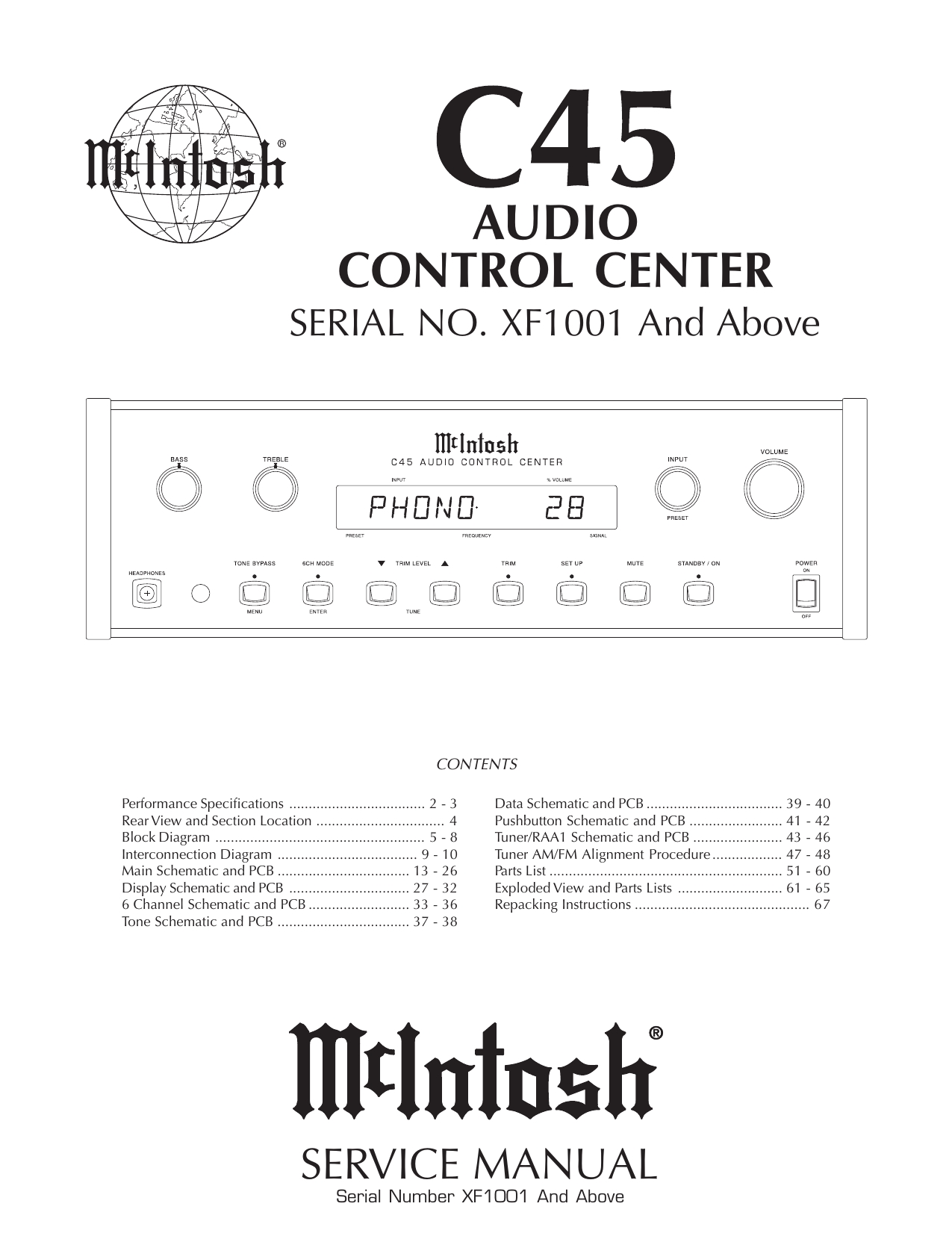 Mcintosh C15 Service Manual