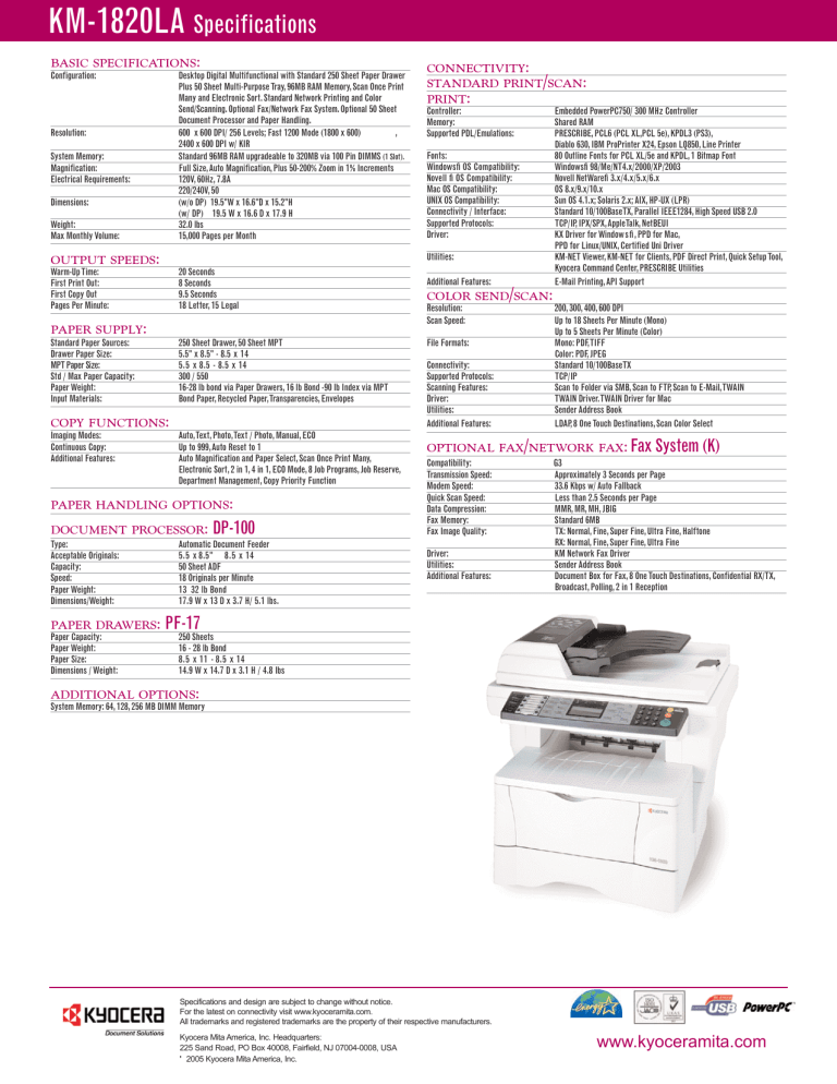 kyocera envelope mode