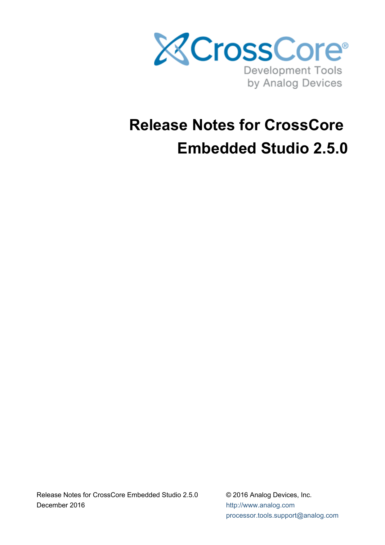 Release Notes for CrossCore Embedded Studio | Manualzz