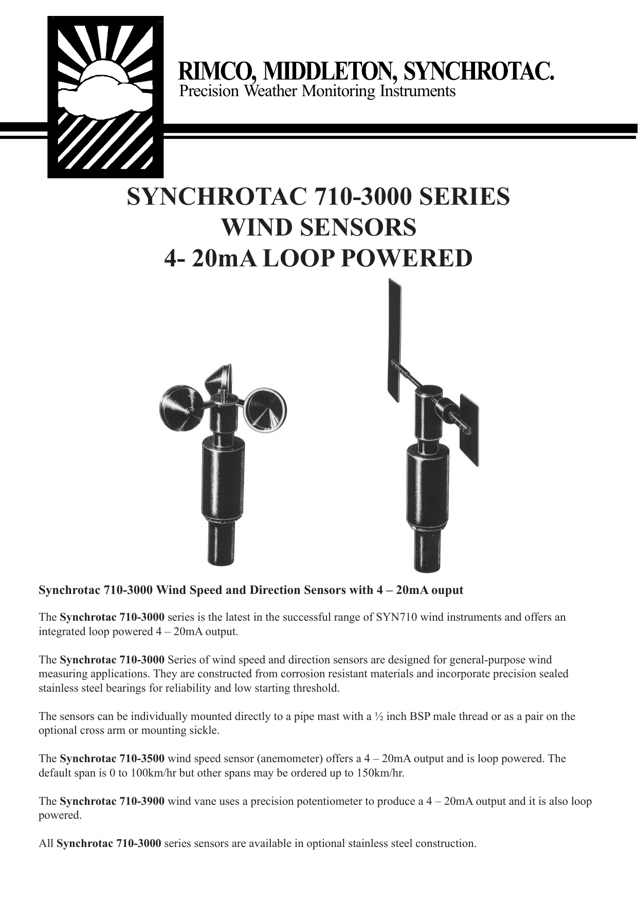 Synchrotac 710 3000 Series Wind Sensors 4 Manualzz