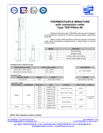 V Thermocouple Miniature With Connection Cable Type Ter Manualzz