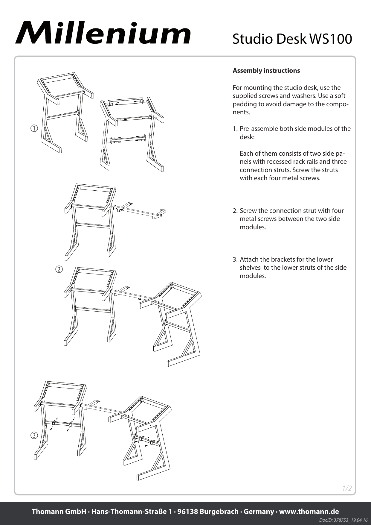 Studio Desk Ws100 Manualzz