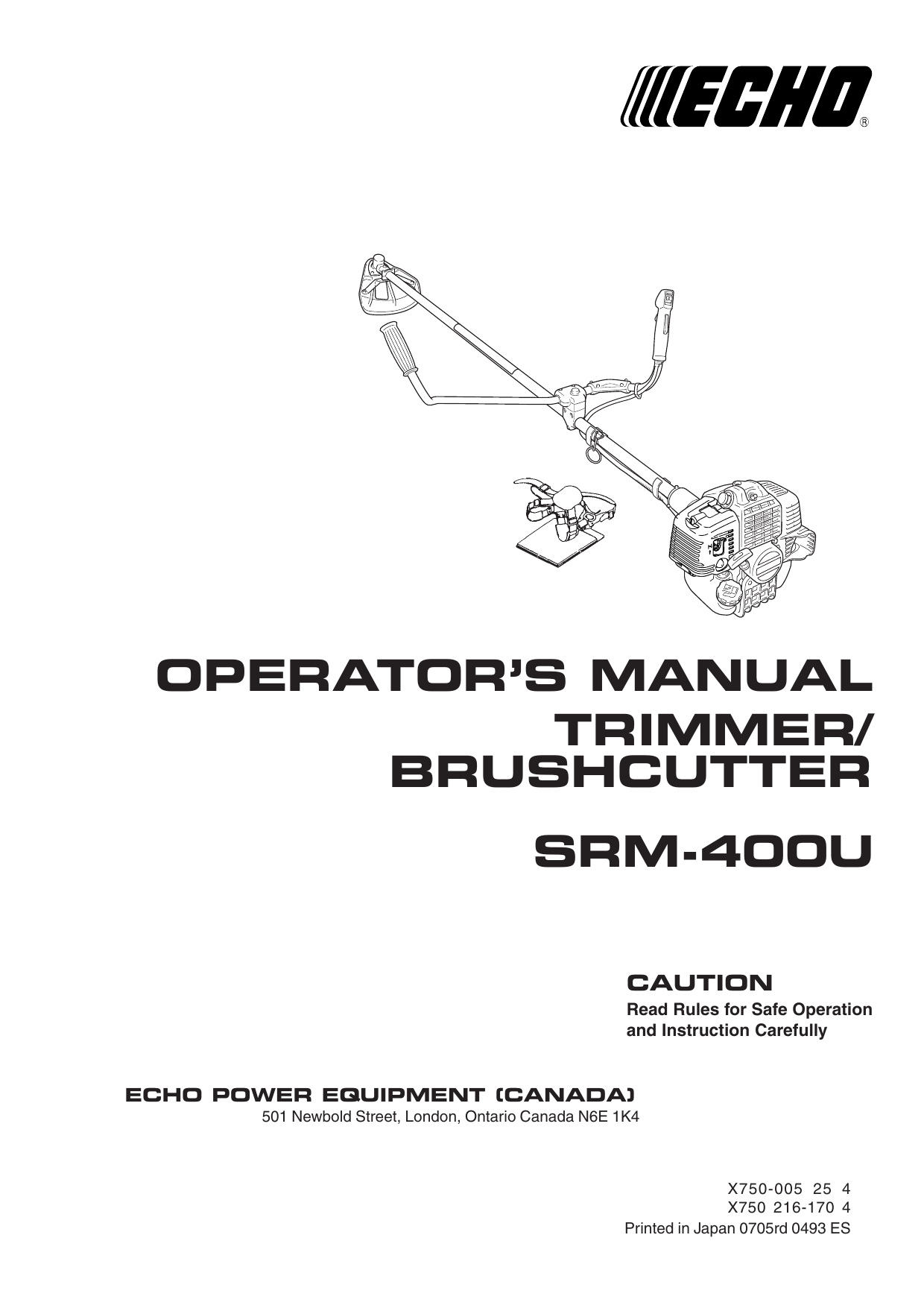 Echo SRM400U Brush Cutter User manual Manualzz