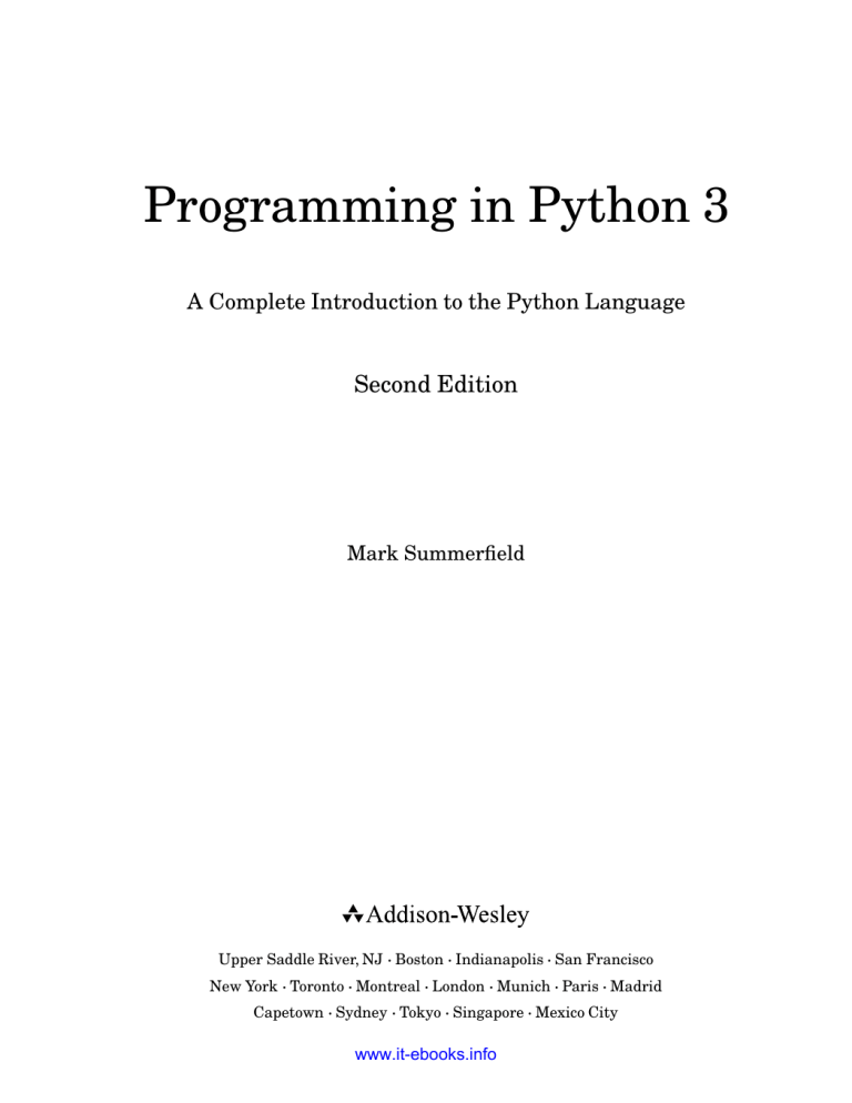 Programming In Python 3 Manualzz