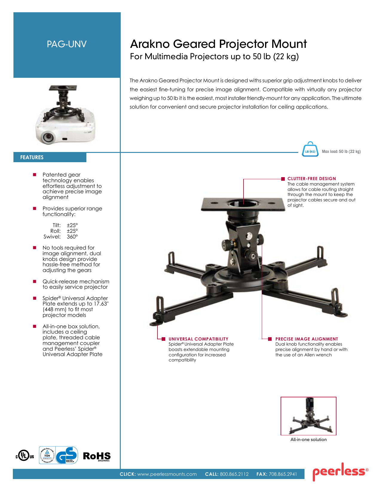 Arakno Geared Projector Mount Av Iq Manualzz Com