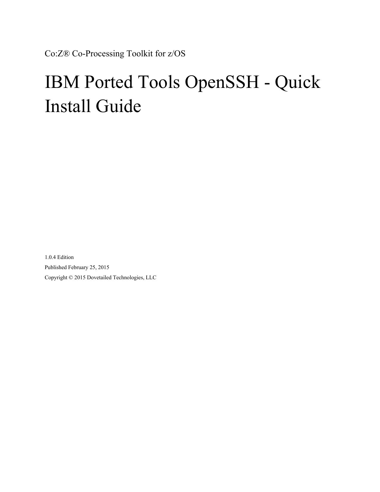 IBM Ported Tools OpenSSH - Quick Install Guide | Manualzz