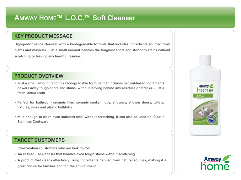 AMWAY HOME™ L.O.C.™ Soft Cleanser | Manualzz