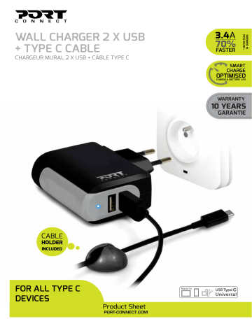 WALL CHARGER 2 X USB + TYPE C CABLE | Manualzz