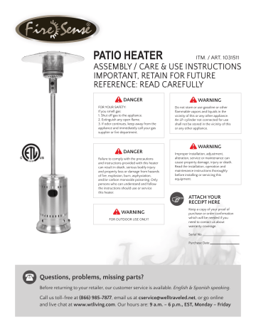 Patio Heater Manualzz, Costco Patio Heater Instructions