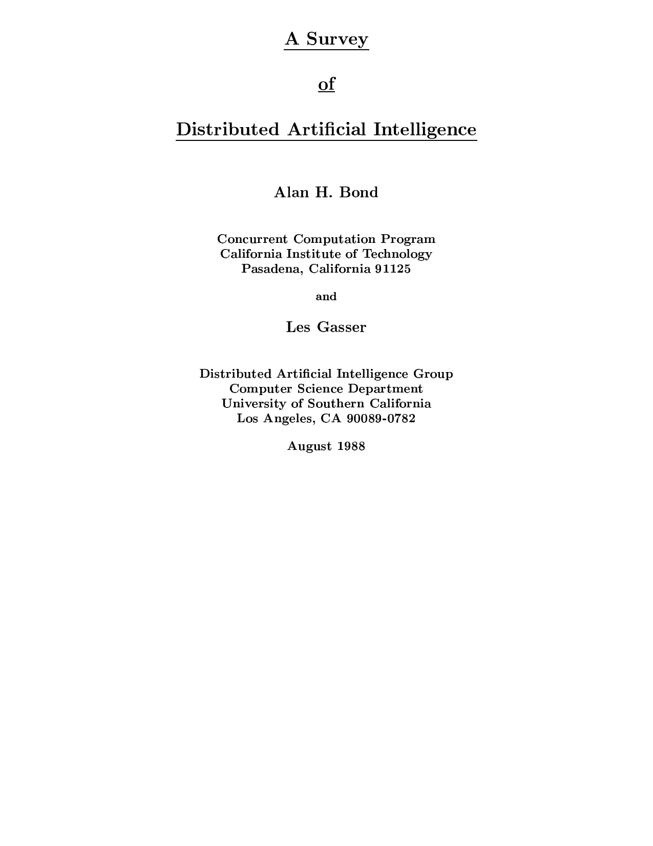 A Survey Of Distributed Artificial Intelligence Manualzz