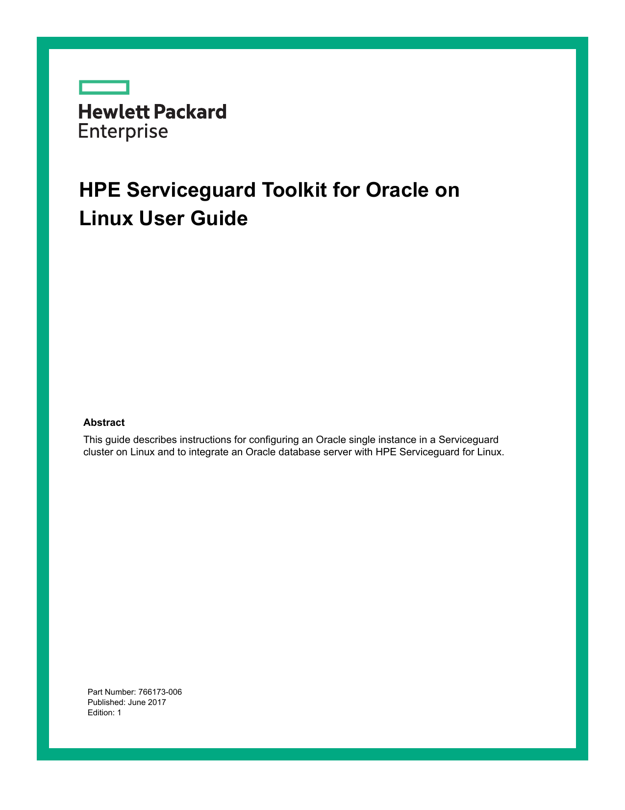 Hpe Serviceguard Toolkit For Oracle On Linux User Guide Manualzz