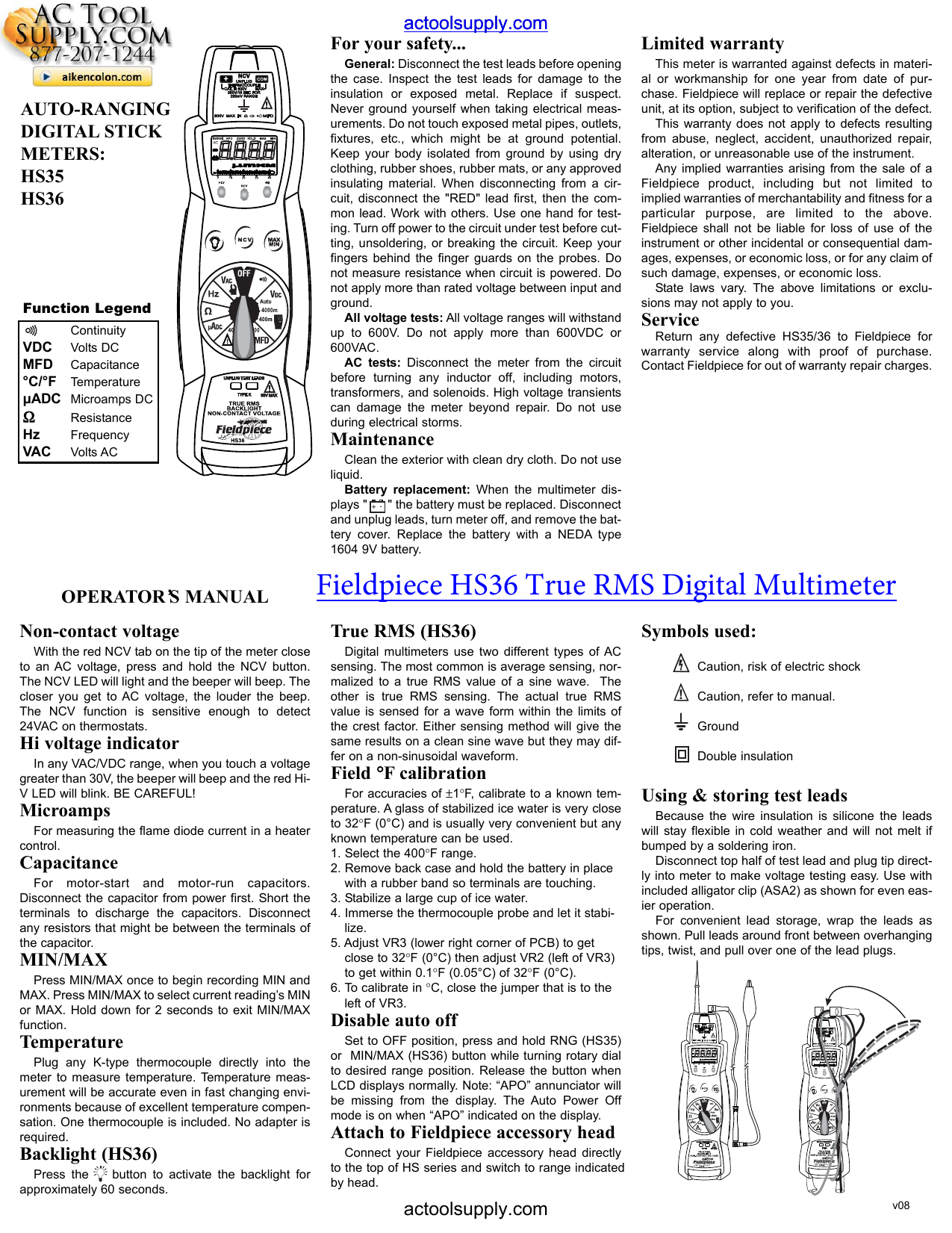 Fieldpiece HS36 Manual | Manualzz