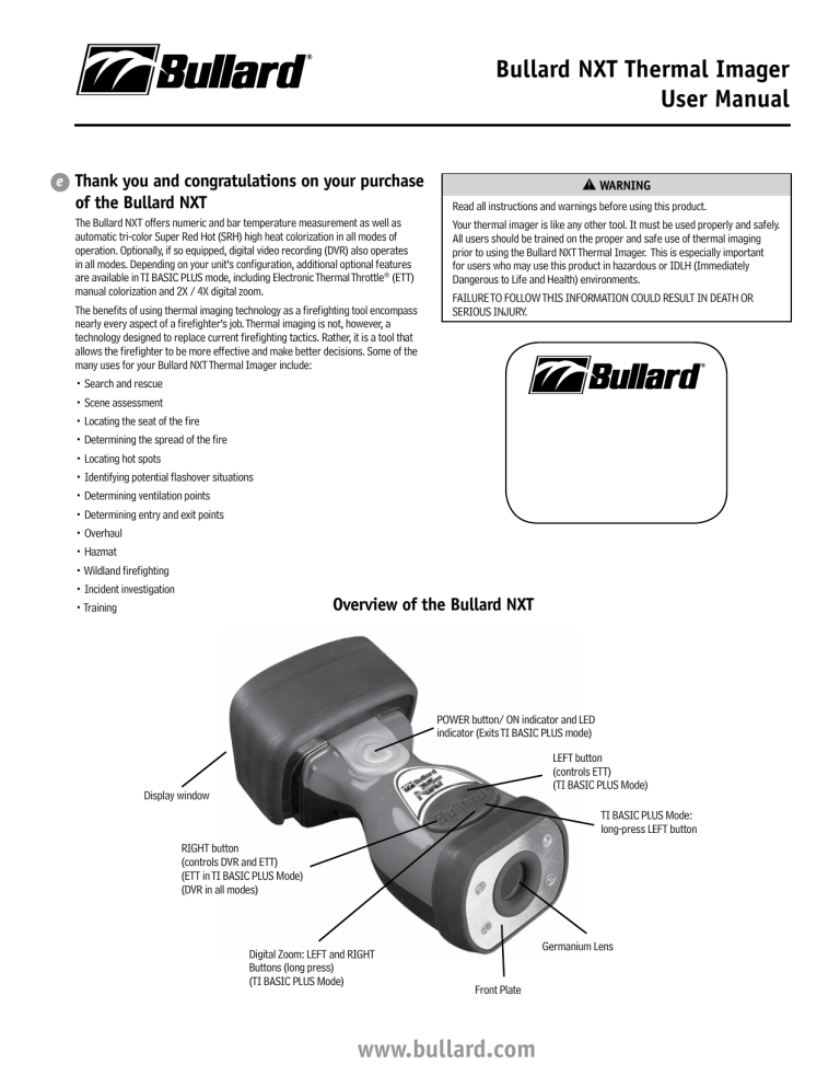Bullard NXT Thermal Imager User Manual Manualzz