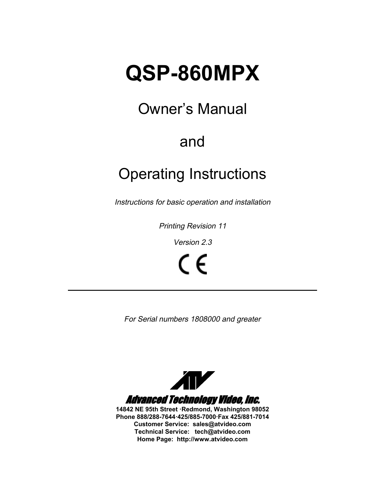 Qsp 860mpx National Low Voltage Contractors Association Manualzz
