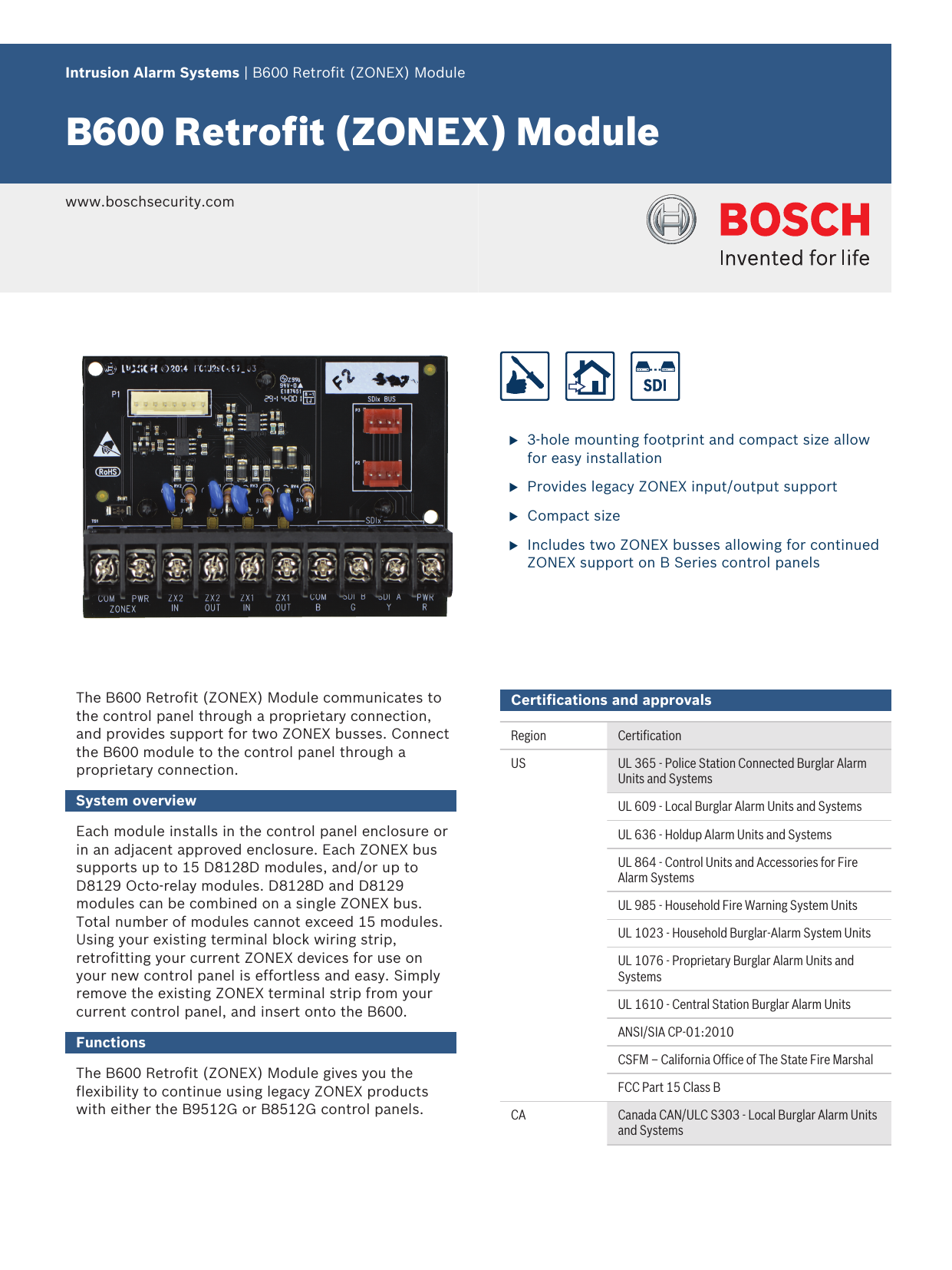 B600 Retrofit ZONEX Module Manualzz