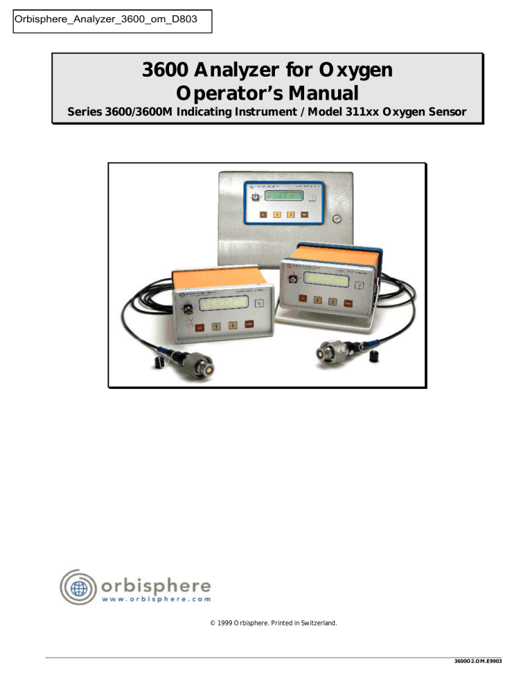 3600 Analyzer For Oxygen Operator S Manual Manualzz