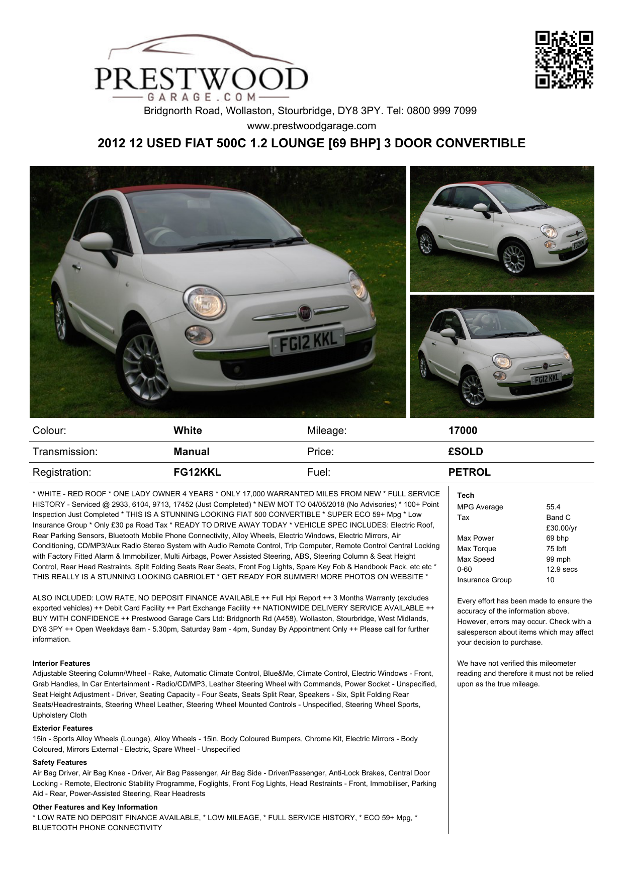 2012 12 Used Fiat 500c 1 2 Lounge 69 Bhp 3 Manualzz