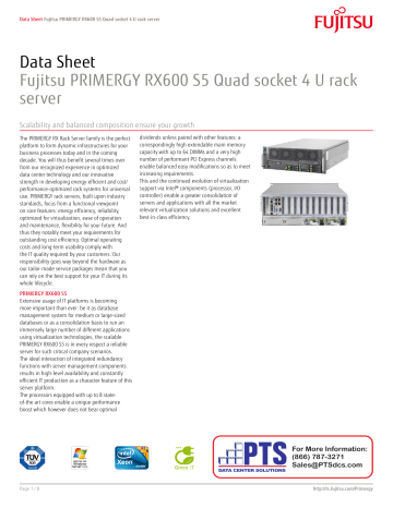 Data Sheet Fujitsu Primergy Rx600 S5 Quad Socket 4 U Rack Server Manualzz