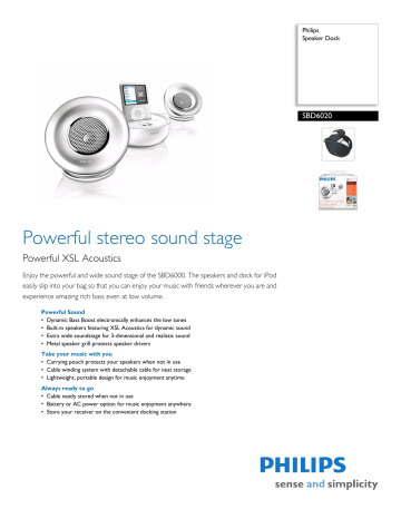 User manual | SBD6020/27 Philips Speaker Dock | Manualzz