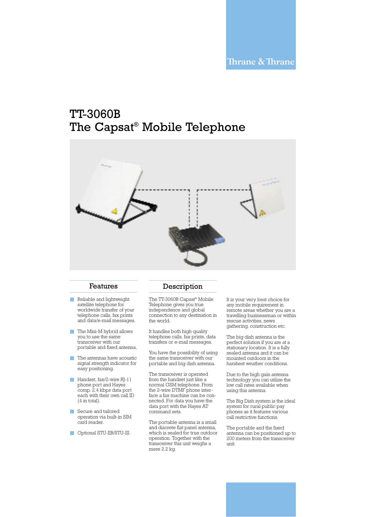 thrane and thrane capsat satellite telephone