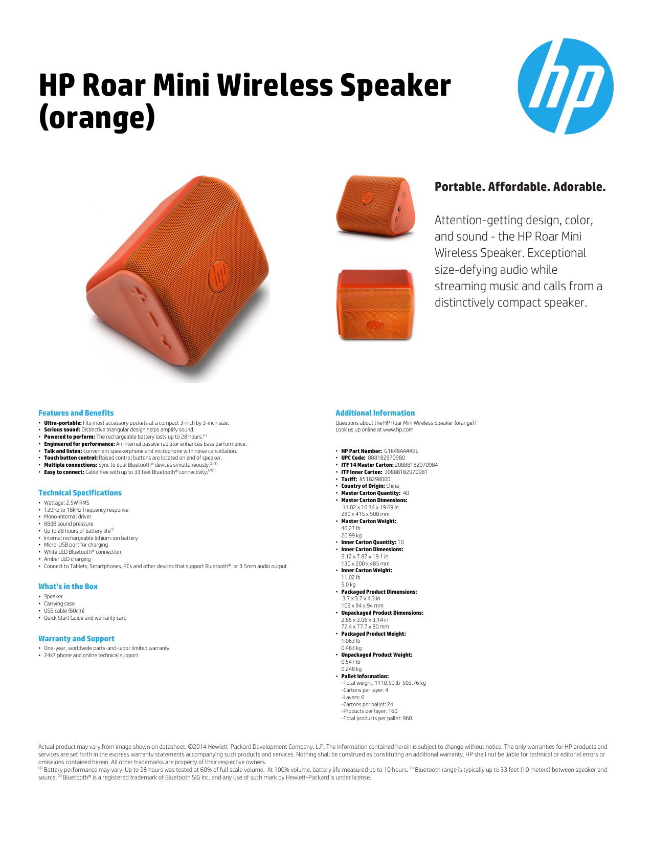 Hp roar mini sales wireless speaker