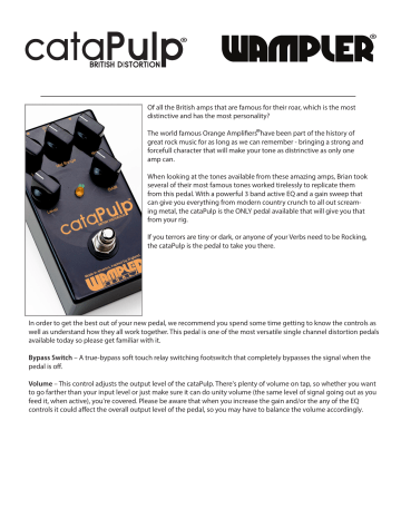 Wampler cataPulp User Manual | Manualzz