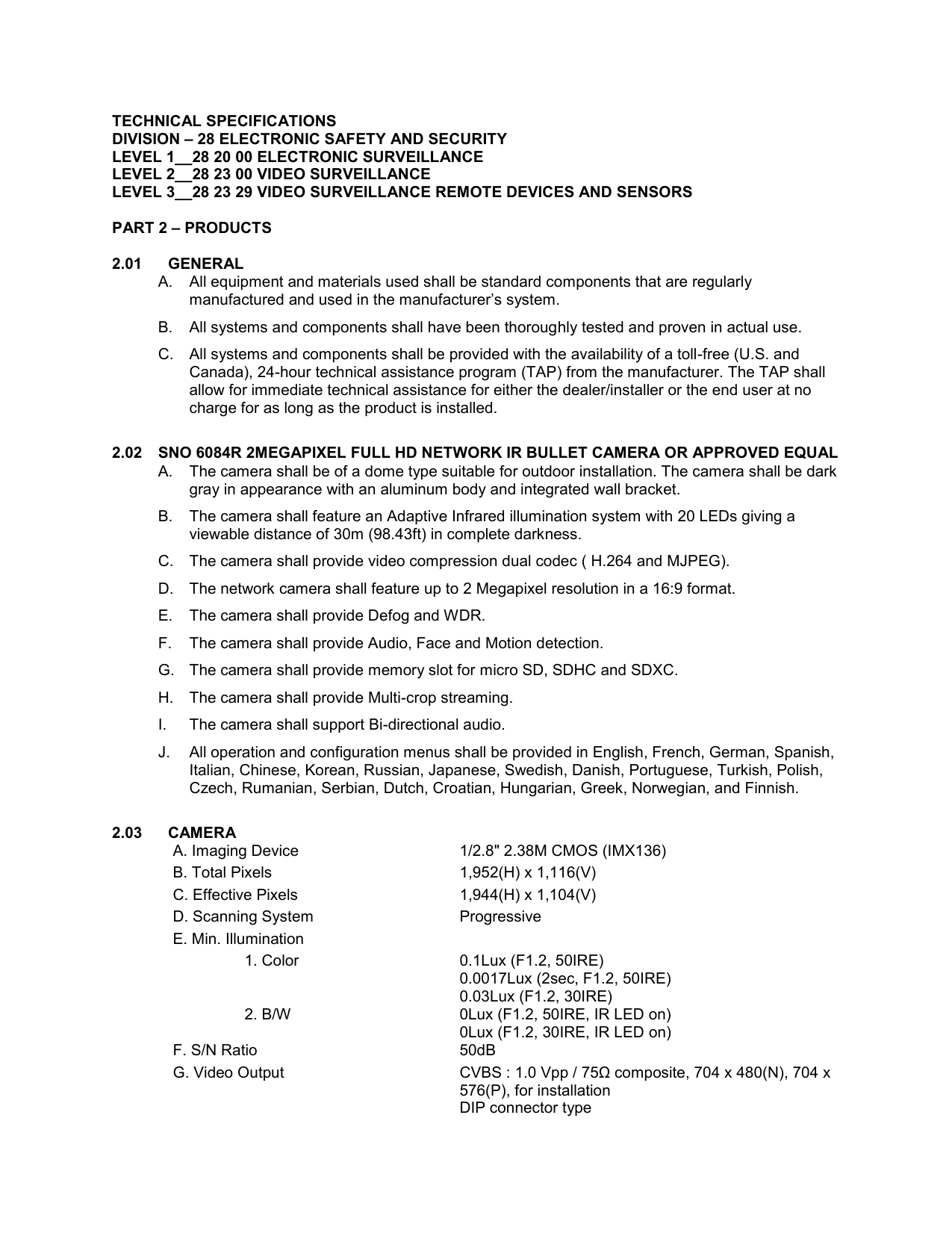 Technical Specifications Division 28 Electronic Manualzz