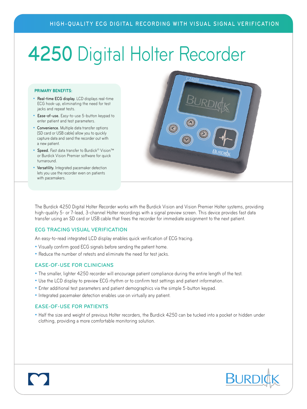 Burdick 4250 Digital Holter Recorder User Manual