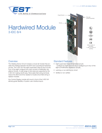 Data Sheet 85010-0061 -- EST3 Hardwired Module | Manualzz