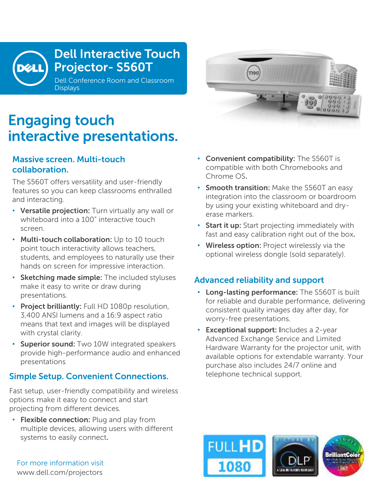 Dell S560T Projector Product sheet 