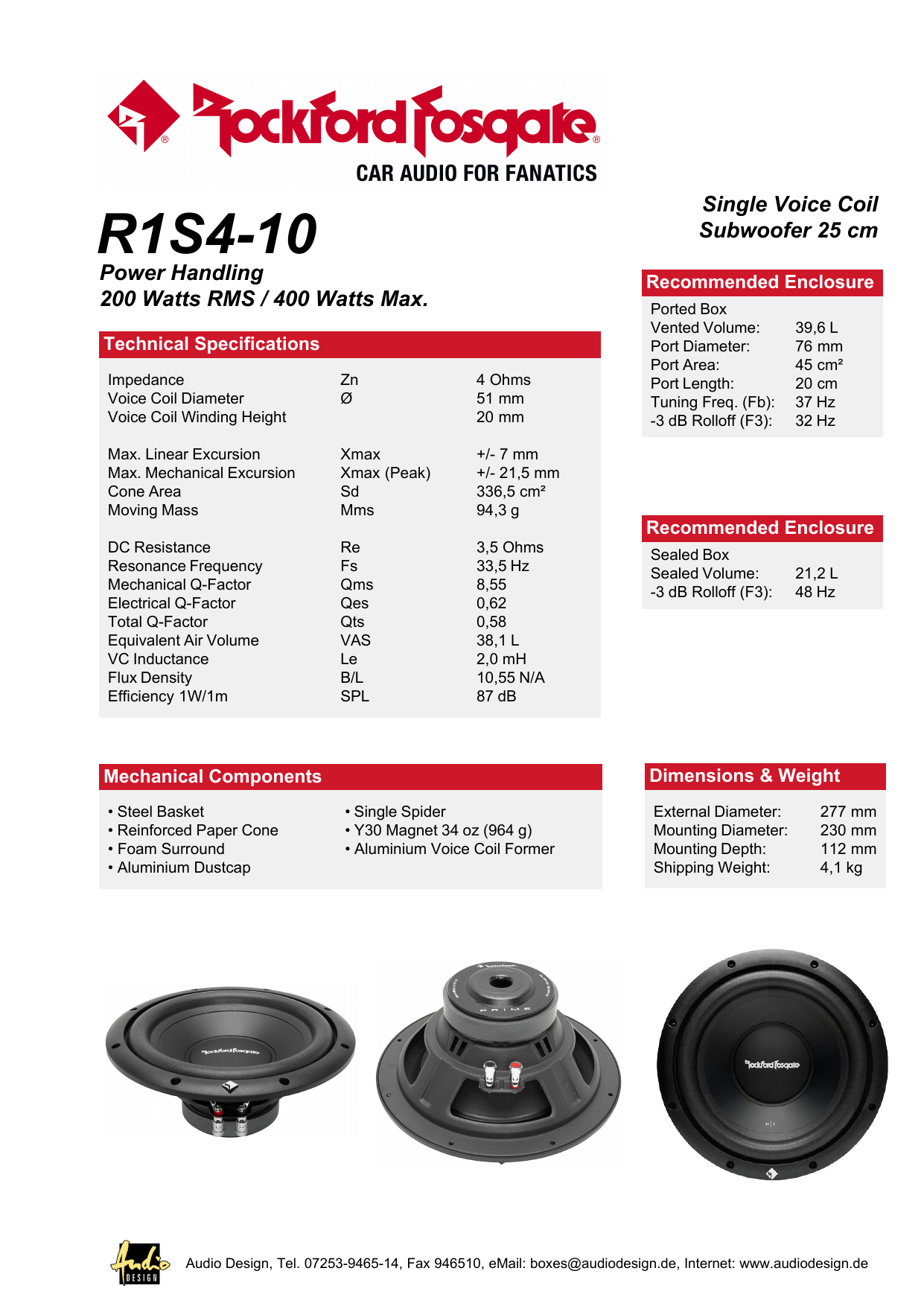 Datenblatt Woofer Rf Manualzz