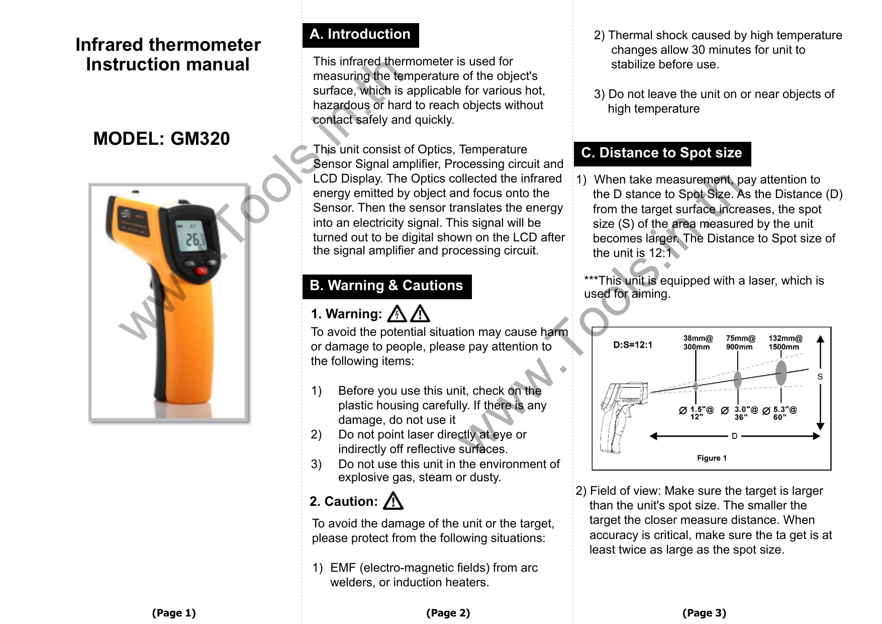 Infrared thermometer -18°C to 500°C UT301C UNI-T 