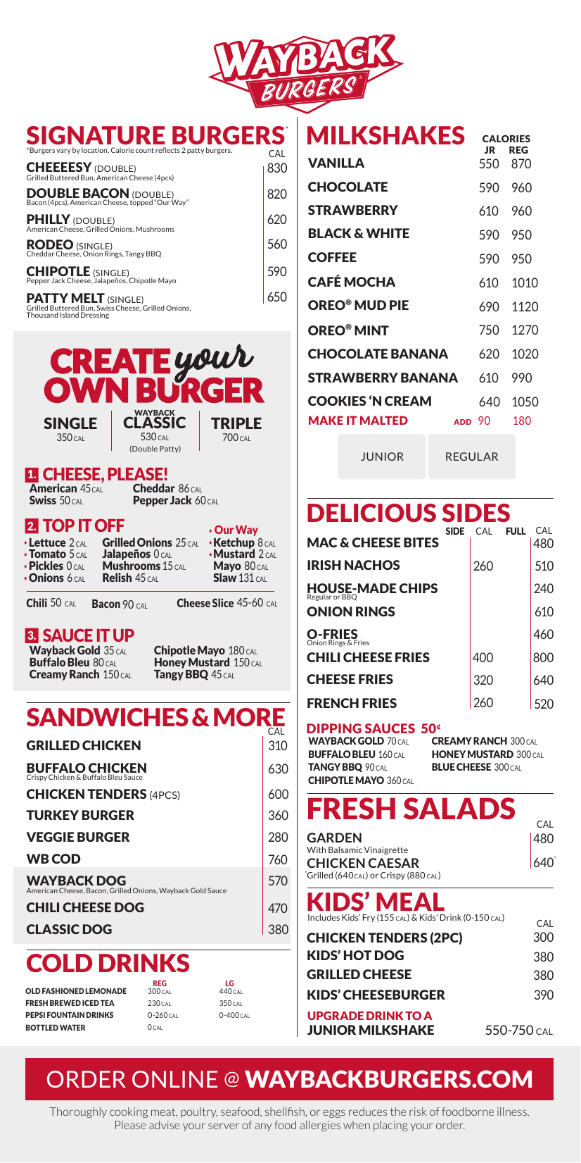 Menu Pdf - Wayback Burgers Manualzz