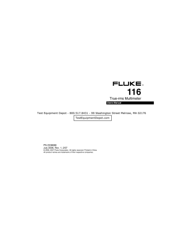 Fluke 116 True-rms Multimeter User Manual | Manualzz
