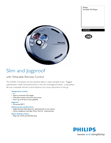 Philips AX5301/01 Portable CD Player Product datasheet | Manualzz