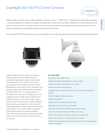 Avigilon H3 PTZ Camera Datasheet | Manualzz