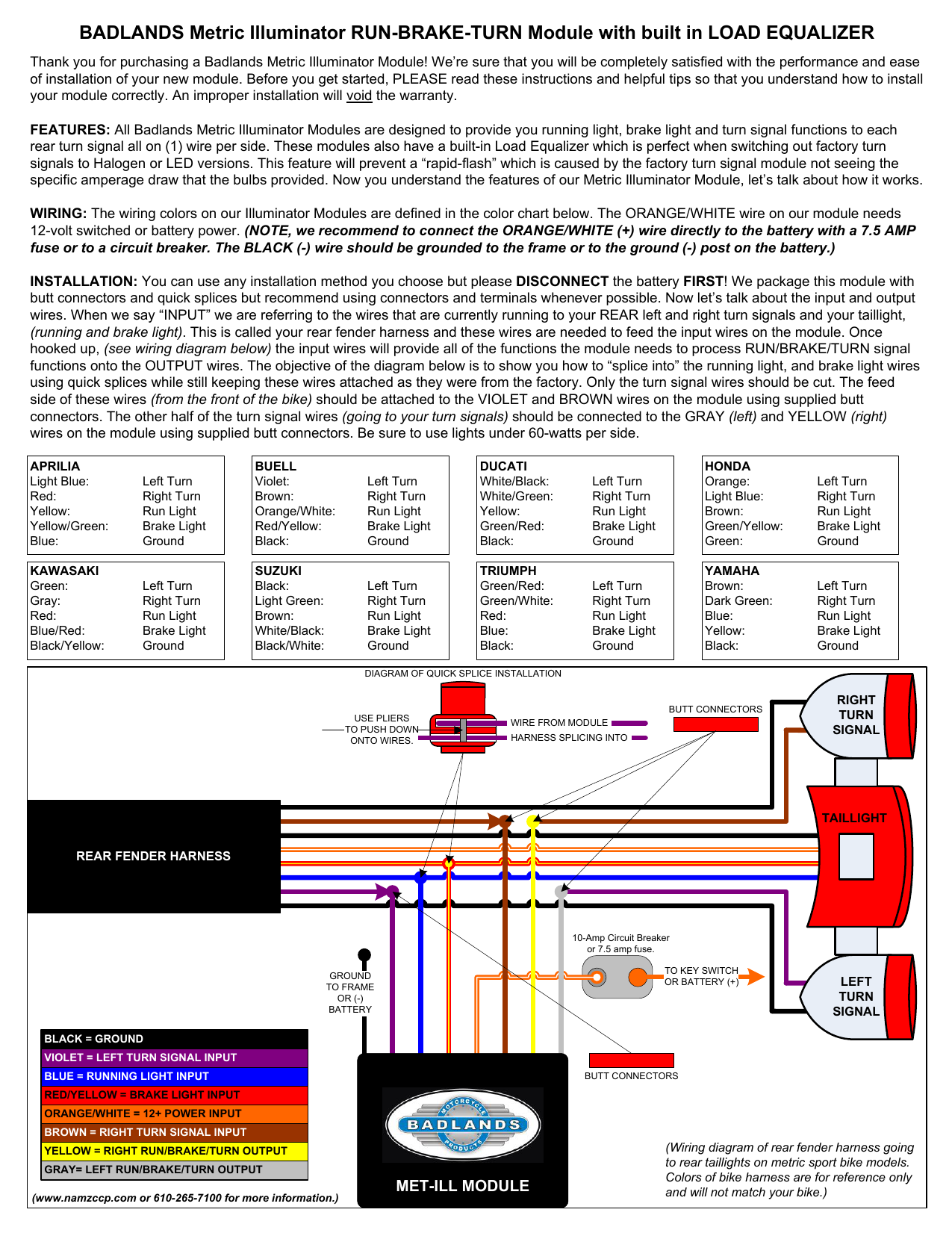 BADLANDS Metric Illuminator RUN-BRAKE | Manualzz LED Tail Light Wiring Diagram Manualzz