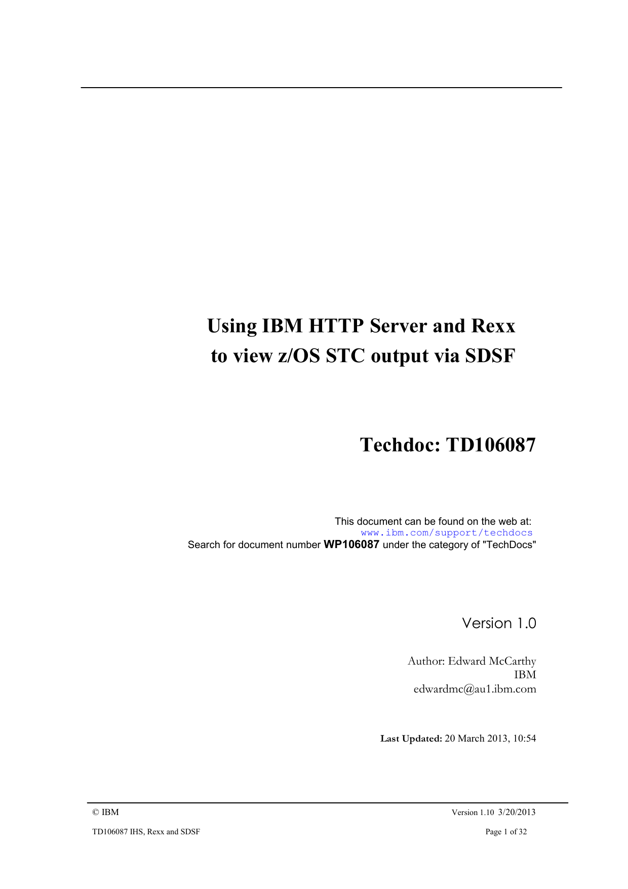 Using IBM HTTP Server and Rexx to view z/OS STC output via | manualzz.com