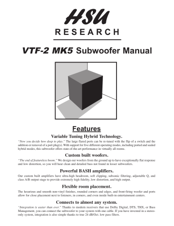 HSU VTF-15H MK2 User manual | Manualzz