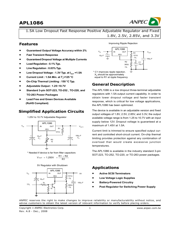 Apl1086 Anpec Electronics Manualzz