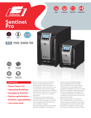 Riello Sentinel Pro Datasheet | Manualzz