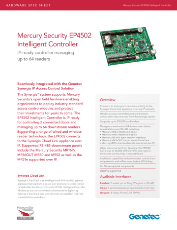 Mercury Security Ep4502 Intelligent Controller Manualzz