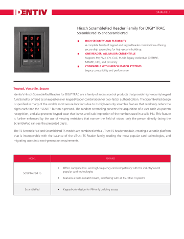 Hirsch ScramblePad Reader Family for DIGI*TRAC | Manualzz