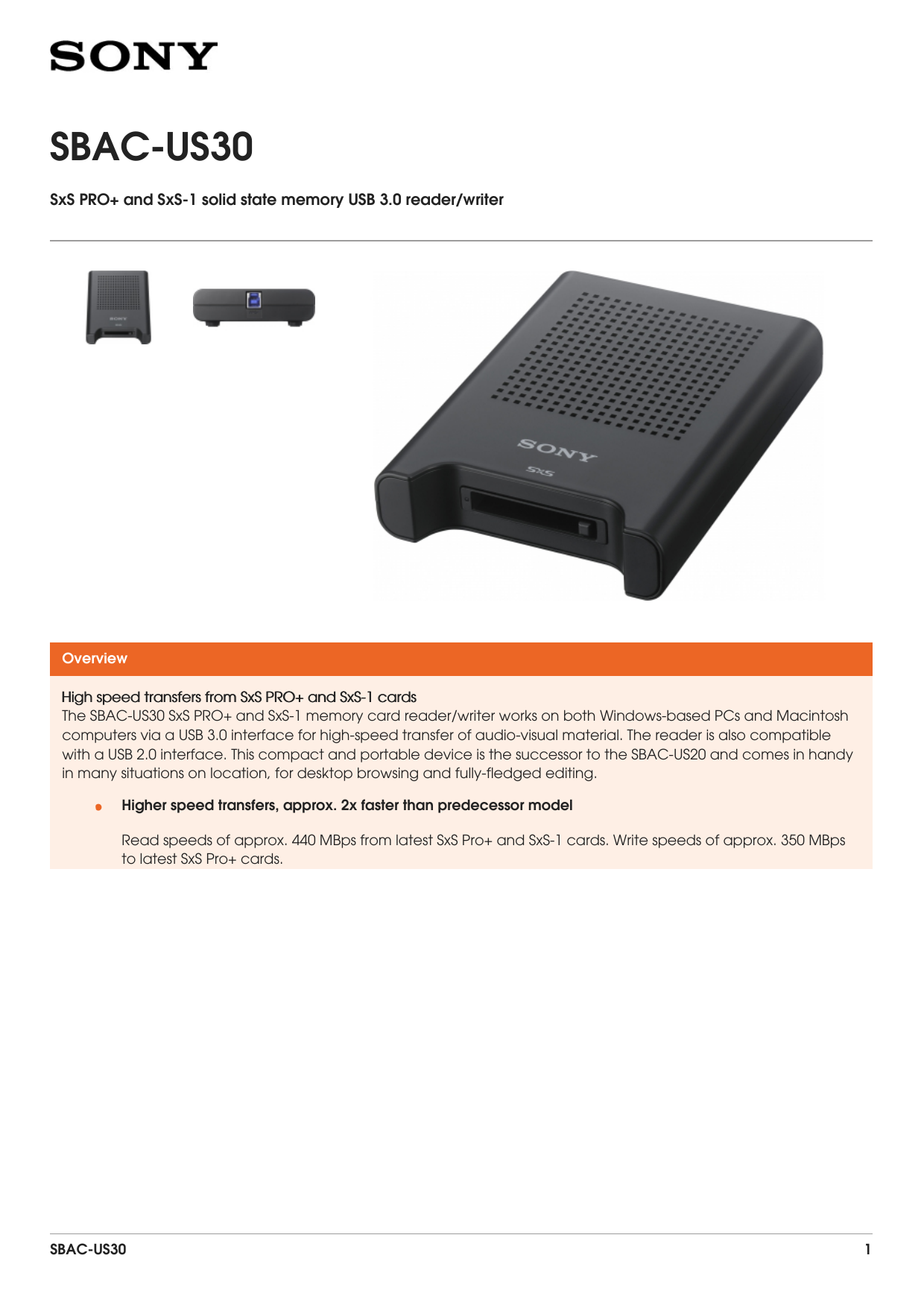 sony sxs reader usb 3.0